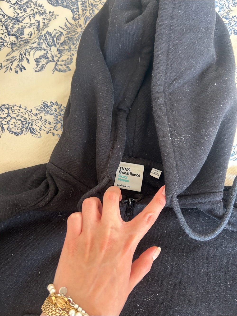 TNA Black Zip-Up Sweatfleece Hoodie with Hood